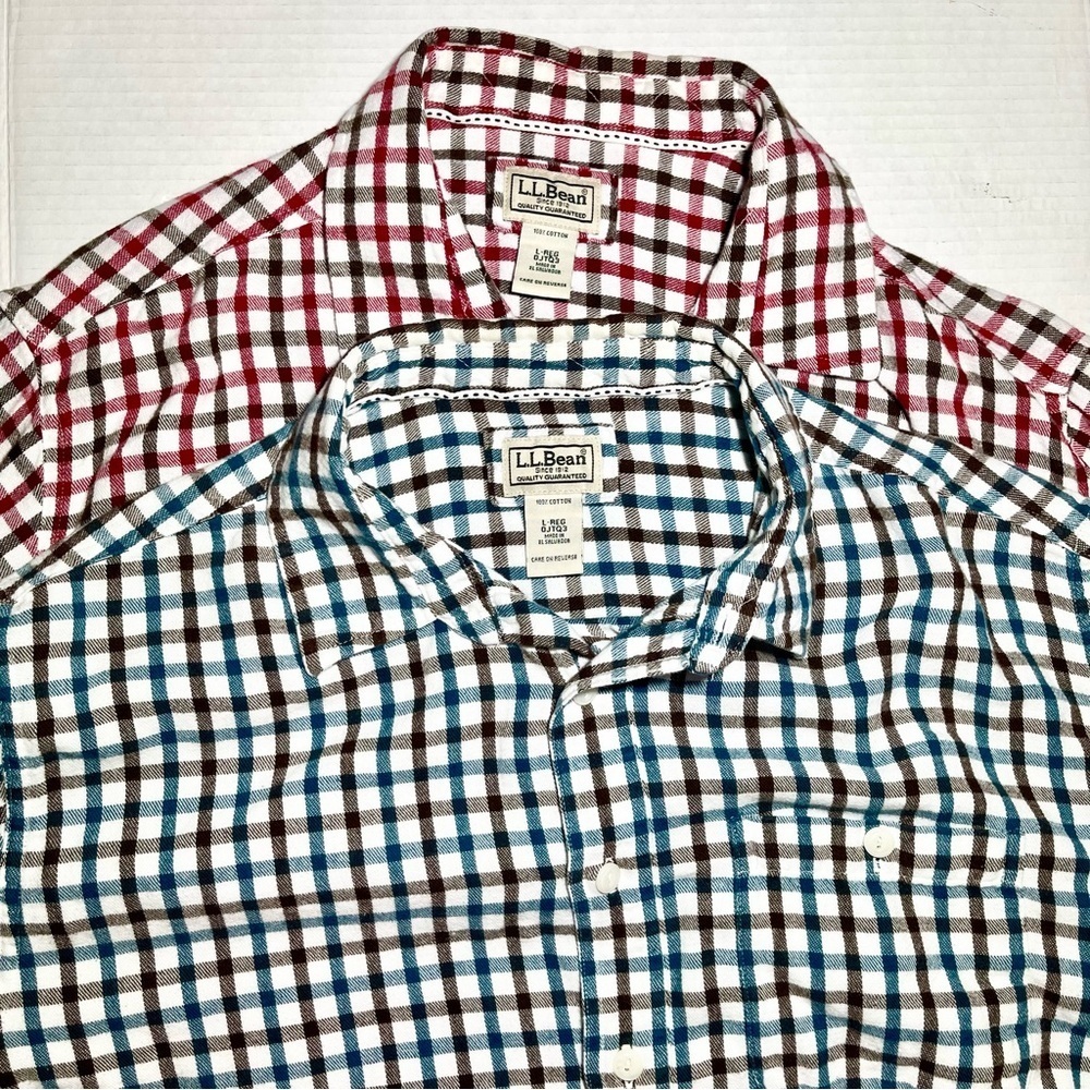 L.L. Bean Men's Plaid Shirts - Red and Blue